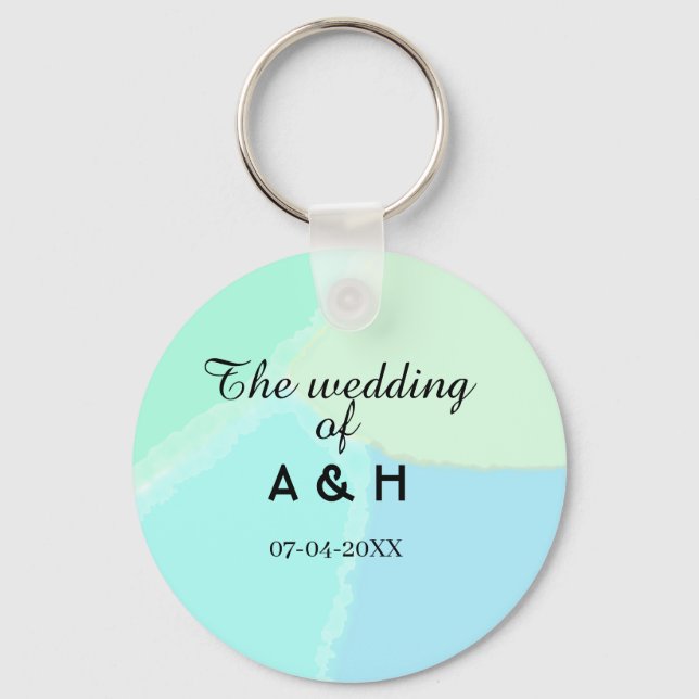 The wedding of add couple name initial letter date keychain (Front)