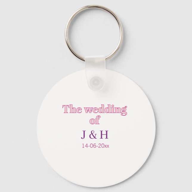 The wedding of add couple name initial letter date keychain (Front)