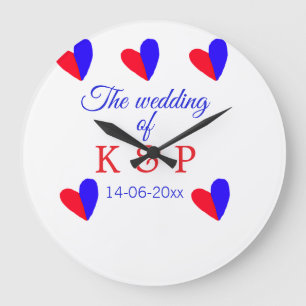 The wedding of add couple name initial letter date large clock