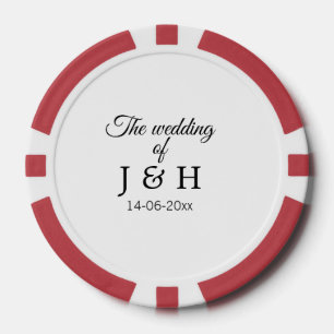 The wedding of add couple name initial letter date poker chips