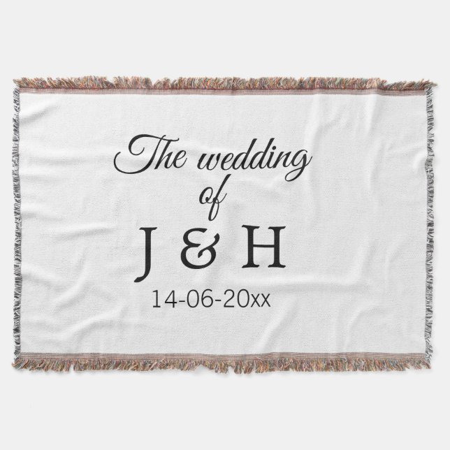 The wedding of add couple name initial letter date throw blanket (Front)
