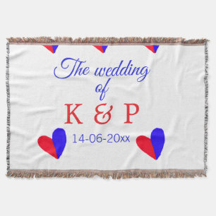 The wedding of add couple name initial letter date throw blanket
