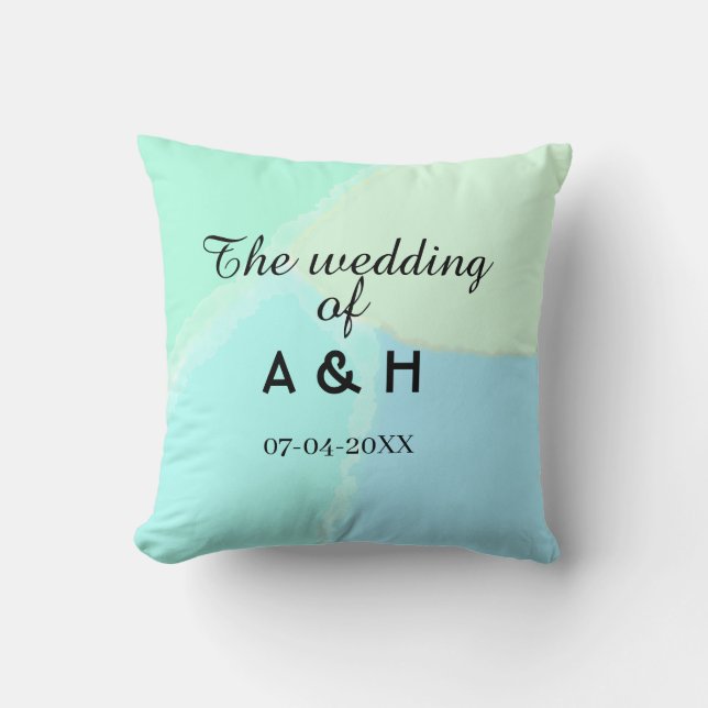 The wedding of add couple name initial letter date throw pillow (Front)