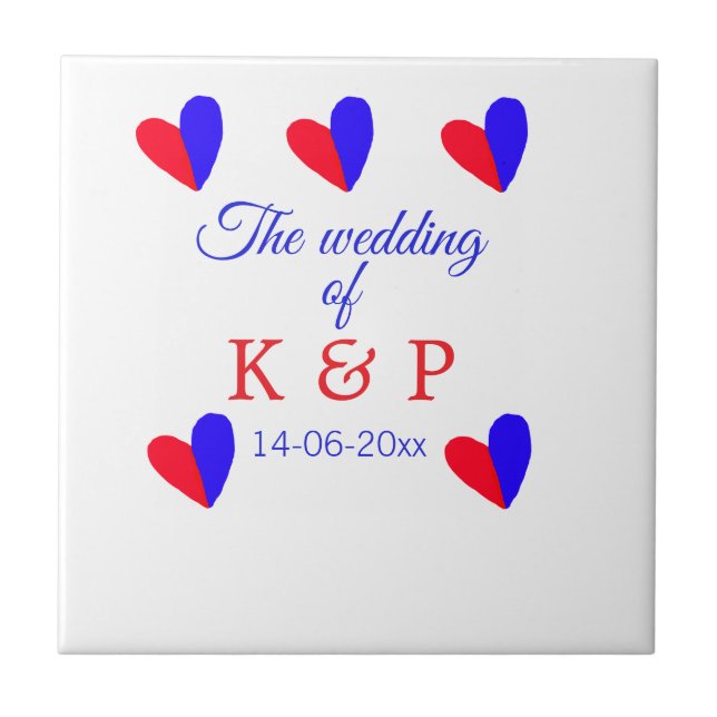 The wedding of add couple name initial letter date tile (Front)