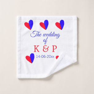 The wedding of add couple name initial letter date wash cloth