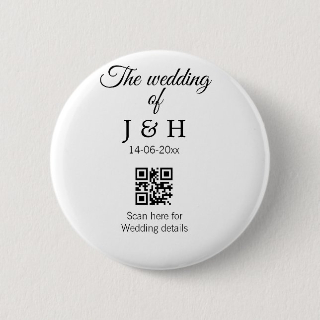 The wedding of add couple name QR code scan detail 2 Inch Round Button (Front)