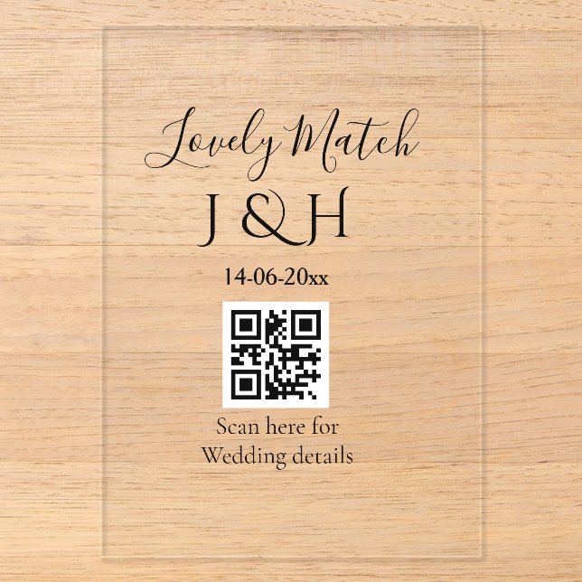 The wedding of add couple name QR code scan detail Acrylic Invitations (Front)