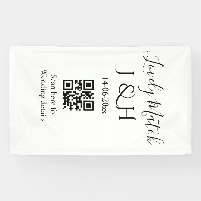 The wedding of add couple name QR code scan detail Banner (Horizontal)