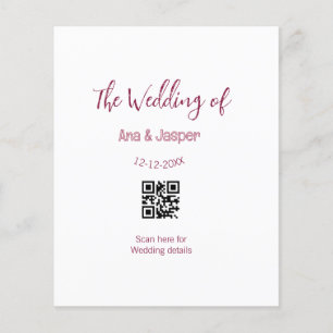 The wedding of add couple name QR code scan detail Flyer