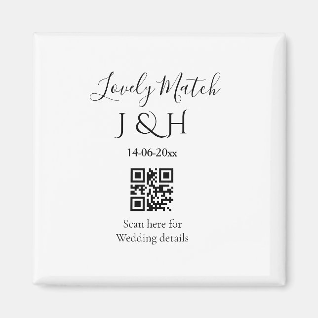 The wedding of add couple name QR code scan detail Magnet (Front)
