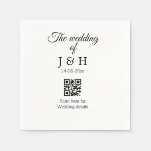 The wedding of add couple name QR code scan detail Napkin