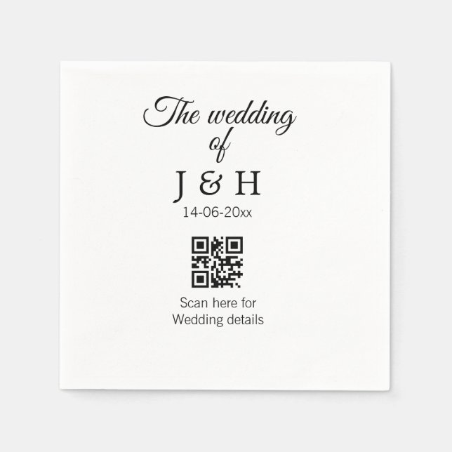 The wedding of add couple name QR code scan detail Napkin (Front)