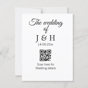 The wedding of add couple name QR code scan detail Postcard