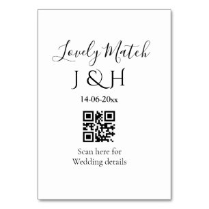 The wedding of add couple name QR code scan detail Table Number