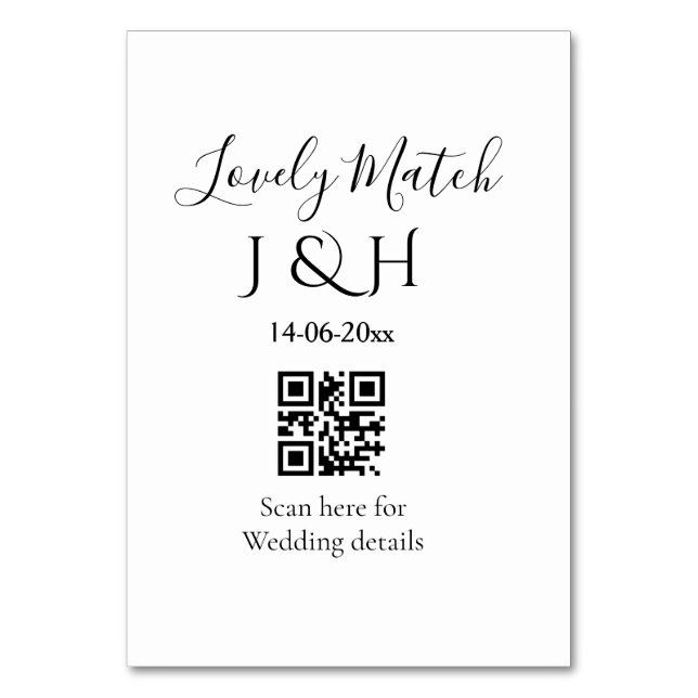 The wedding of add couple name QR code scan detail Table Number (Front)