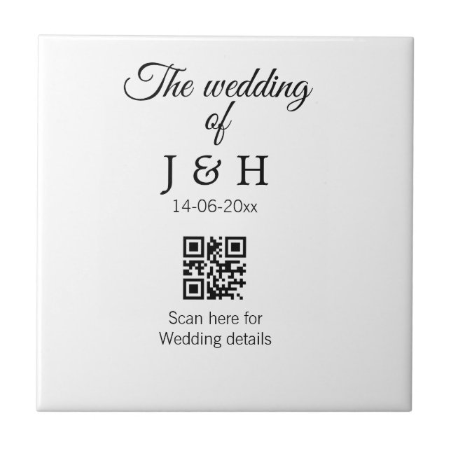 The wedding of add couple name QR code scan detail Tile (Front)