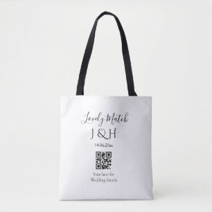 The wedding of add couple name QR code scan detail Tote Bag