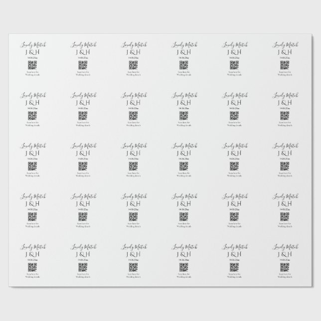 The wedding of add couple name QR code scan detail Wrapping Paper (Flat)