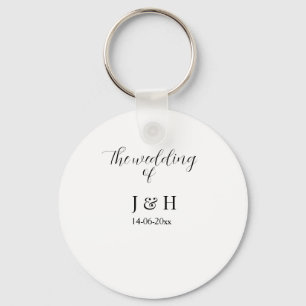 The wedding of add couple name simple minimal date keychain