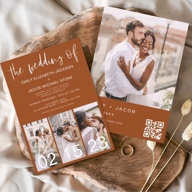 The Wedding of Burnt Orange Minimalist QR code  Invitation (Creator Uploaded)