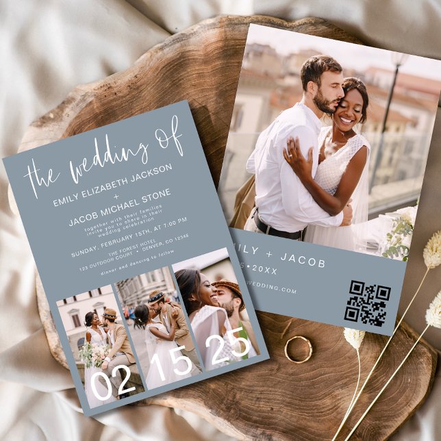 The Wedding of Dusty Blue Minimalist QR code  Invitation (Creator Uploaded)
