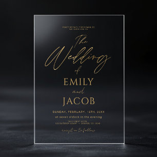 The Wedding of Gold Wedding Script Acrylic Invitations