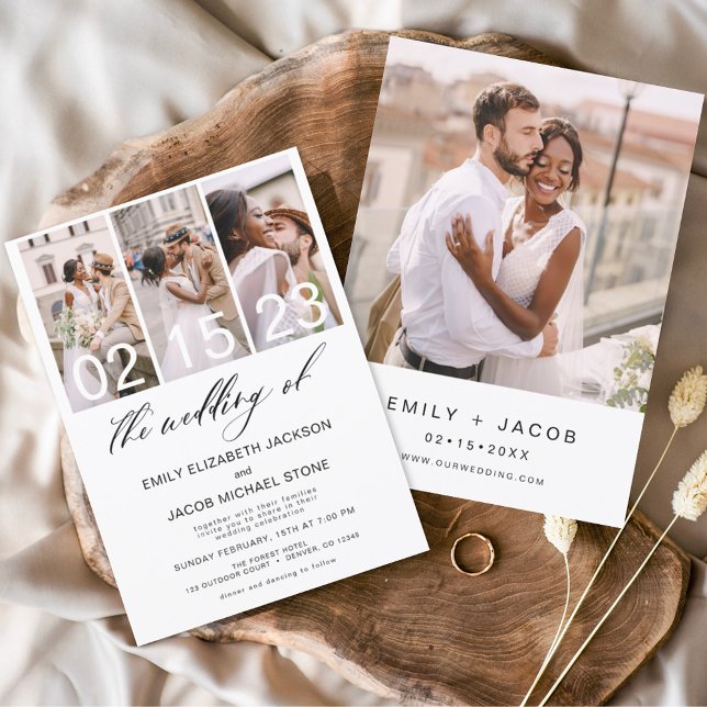 The Wedding of Photo Minimalist White Wedding Invitation (Creator Uploaded)
