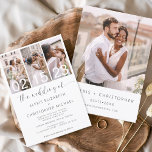 The Wedding of Photo Minimalist White Wedding Invitation<br><div class="desc">that encapsulates the essence of your special day. The focal point of this invitation is the captivating four-photo collage, allowing you to showcase your love story through images that speak a thousand words. Each photo captures a moment in your journey, creating a visual narrative that resonates with your guests and...</div>