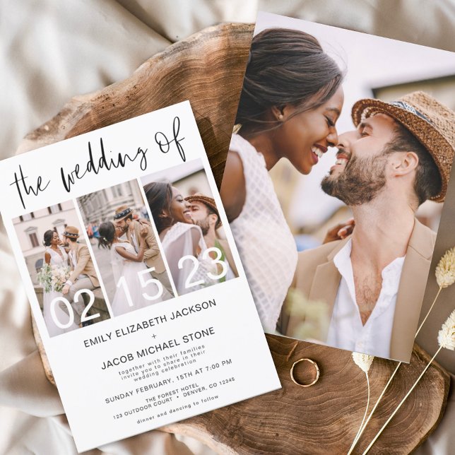 The Wedding of Photo Simple Minimalist White Invitation (Creator Uploaded)