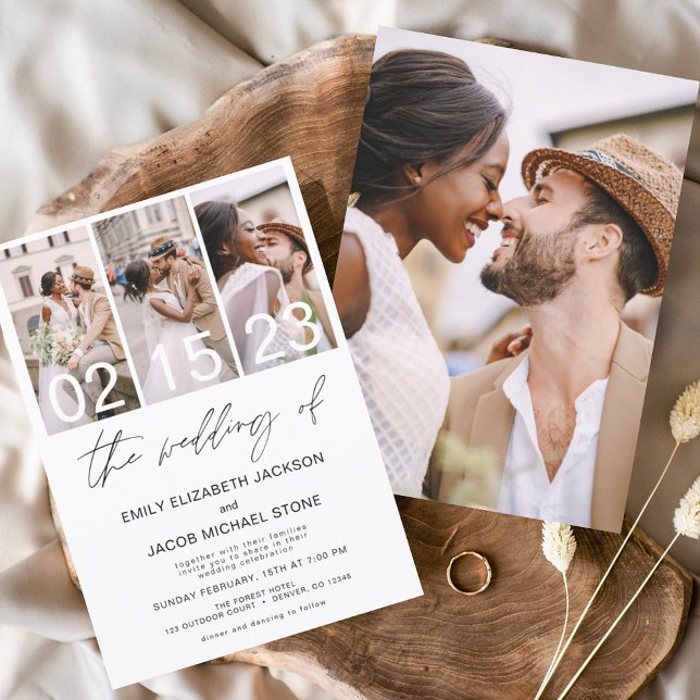 The Wedding of Photo Simple Minimalist White Invitation (Creator Uploaded)