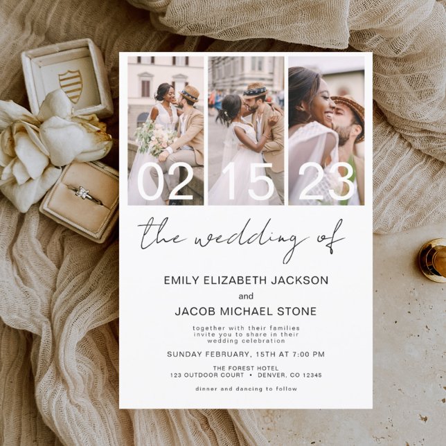 The Wedding of Photo Simple Minimalist White Invitation (Creator Uploaded)