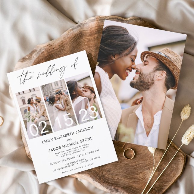 The Wedding of Photo Simple Minimalist White Invitation (Creator Uploaded)