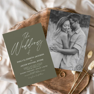 The Wedding of Sage Green Modern Typography Invitation