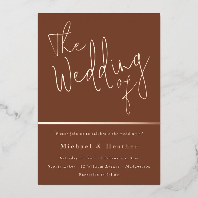 The Wedding of: Terracotta Rust Boho Rose Gold (Front)