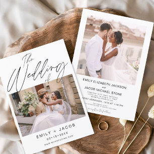 The Wedding of Two Photo Minimalist White Invitation