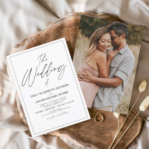 The Wedding of White Black Photo Elegant Invitatio Invitation