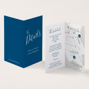 The wedding or event details guest schedule map