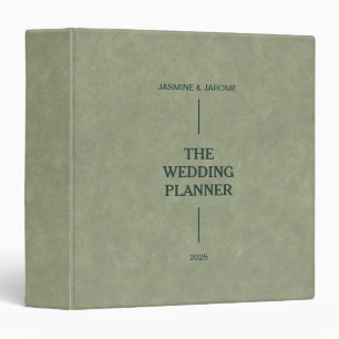The Wedding Planner Green Leather Custom Name Binder