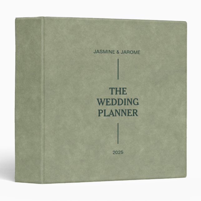 The Wedding Planner Green Velvet Custom Name Binder (Front/Spine)