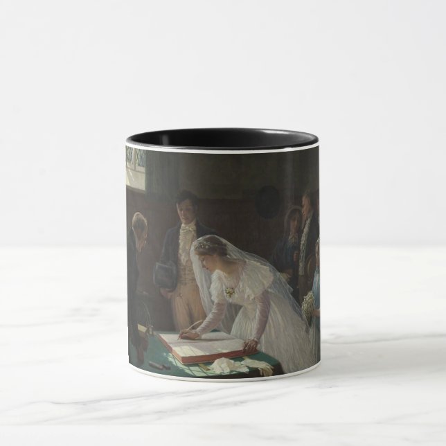 The Wedding Register (by Edmund Blair Leighton) Mug (Center)
