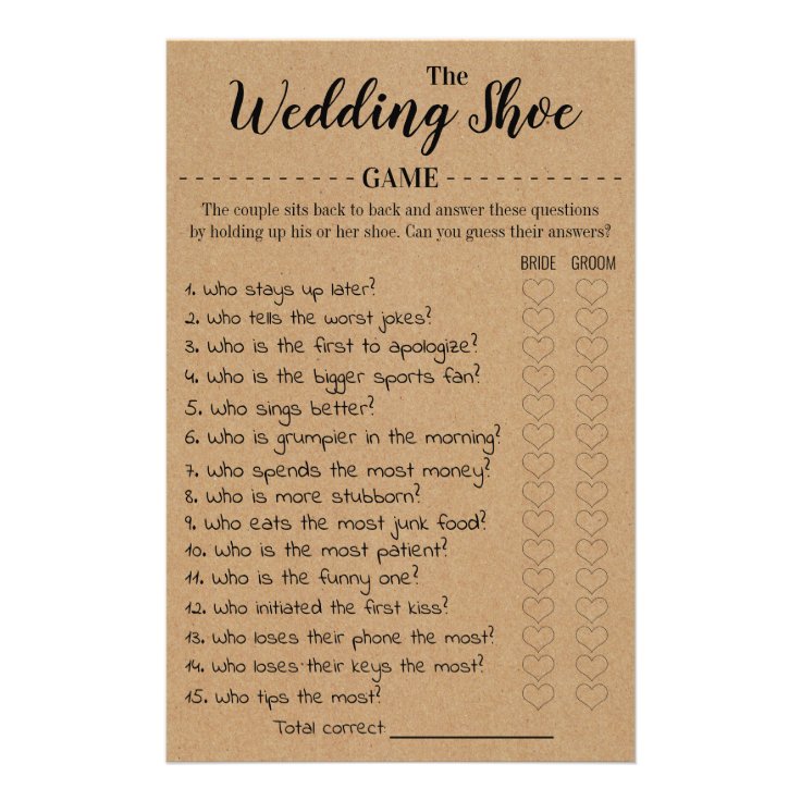 The Wedding Shoe Game Card | Zazzle