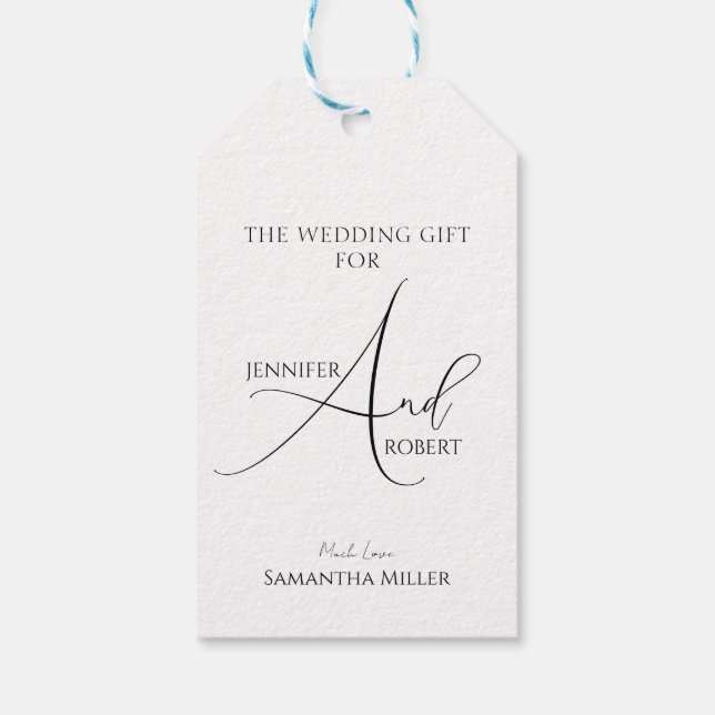 The Wedding Tag Custom White Black Calligraphy (Back)