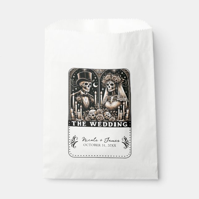 THE WEDDING Tarot Skeletons Bride & Groom Favour Bag (Front)