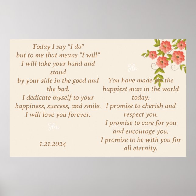 THE WEDDING VOW DISPLAY IN BOHO FLORAL DESIGN POSTER (Front)