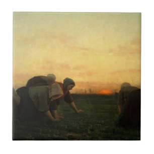 The Weeders - Jules Breton 1868 Fine Art Painting Tile