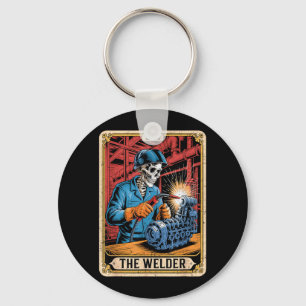 The Welder Welding Tarot Card Skeleton Funny Keychain