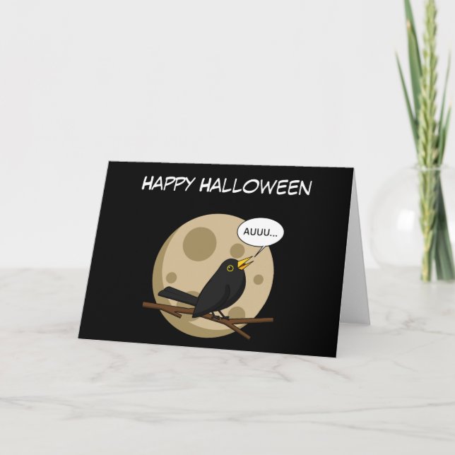 The Werebird - Blackbird Howling at the Moon Comic Card (Front)