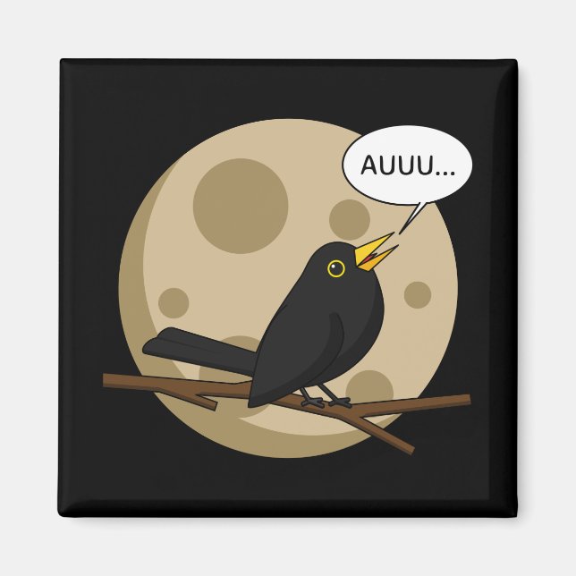 The Werebird - Blackbird Howling at the Moon Comic Magnet (Front)