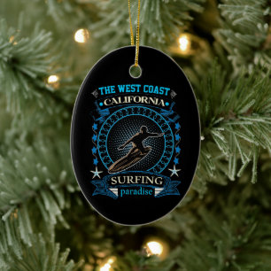 The West Coast California Surfing Ceramic Ornament