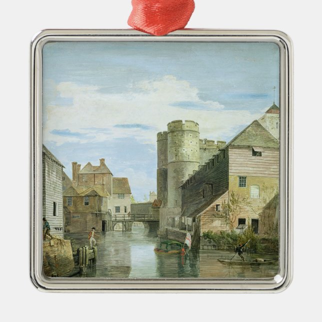 The Westgate, Canterbury (bodycolour on paper) Metal Ornament (Front)